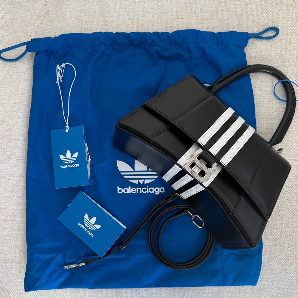 BALENCIAGA - X Adidas Hourglass Leather Top Handle Bag - Picture 5 of 5